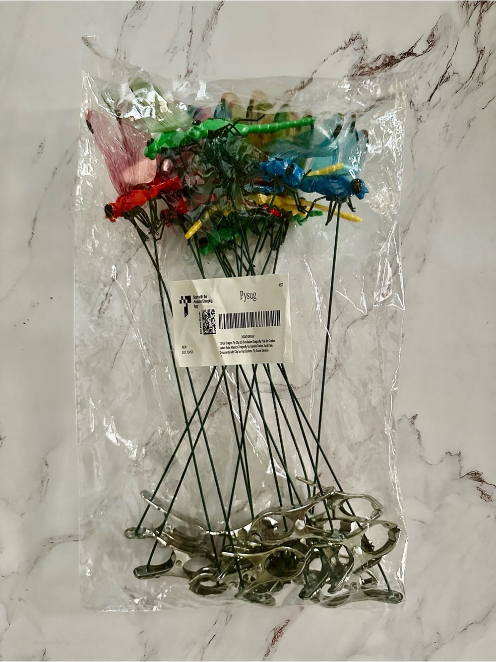 12 Pcs Multi Color Dragonfly Putdoor Garden Devor With Clip Home